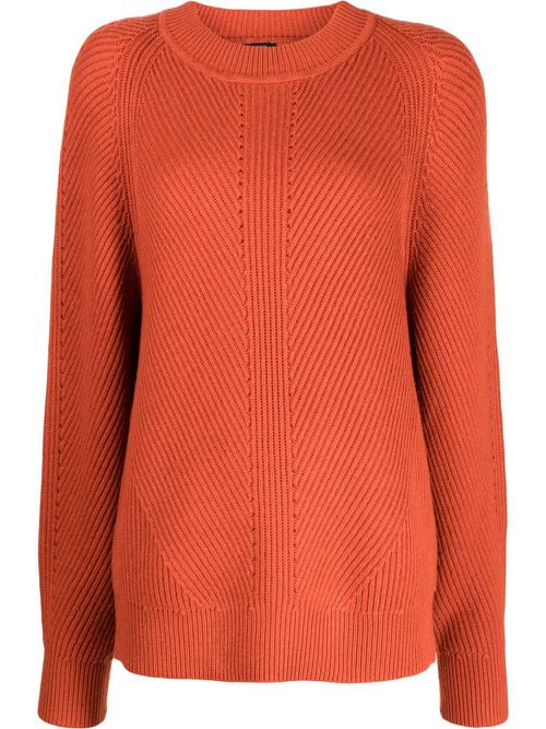 Crew-neck knitted sweater - Orange