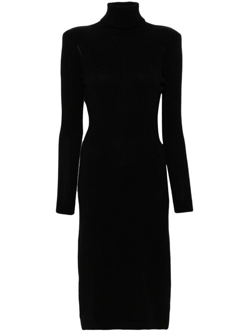 Cut-out cashmere midi dress - Black