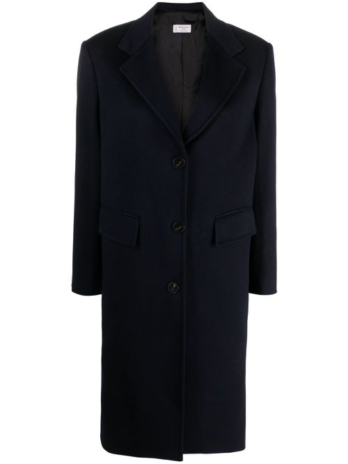 Single-breasted wool midi coat - Blue