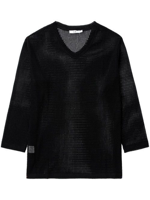 V-neck mesh top - Black