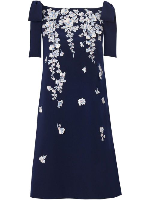 Carolina Herrera floral embroidered shift dress - Blue