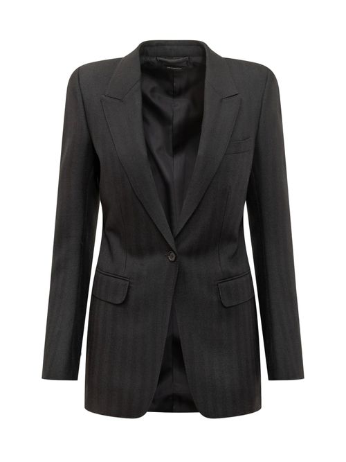 Sophisticated Wool Blazer with Unique Button Design