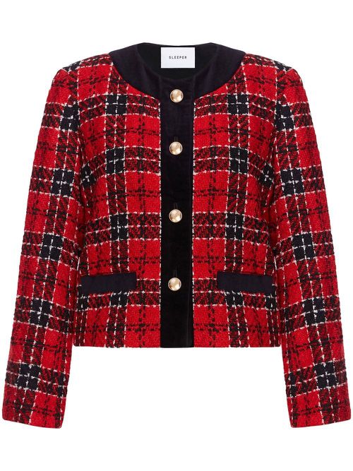 Checked Manhattan Tweed Jacket - Red