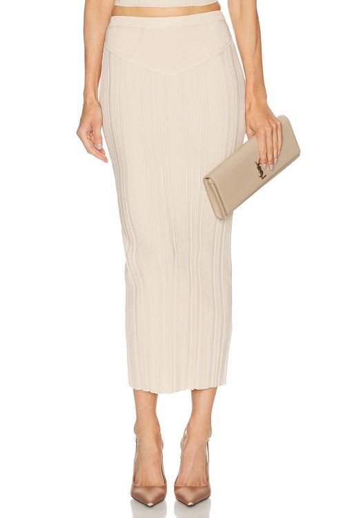 Fleur du mal Three Way Rib Skirt in Tahini - Beige. L also in M