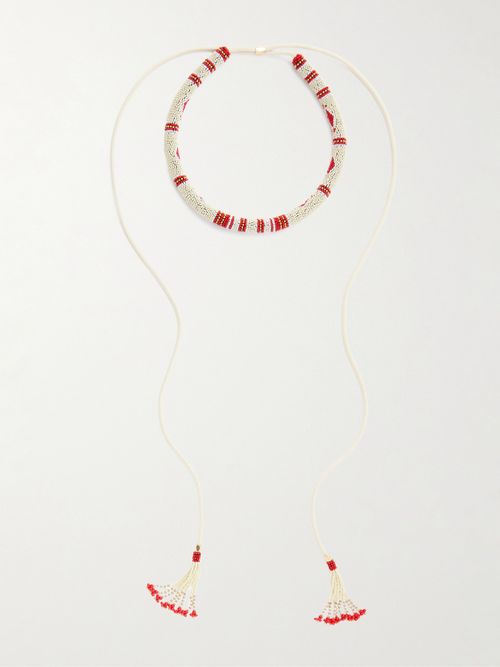 Nina Beaded Glass And Cord Necklace - White