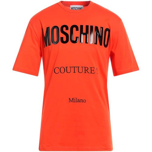 Moschino Mens Couture Gloss Logo Orange T-shirt Cotton - X-Large
