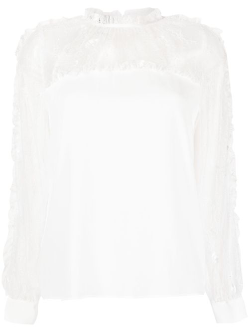 Chantilly-lace long-sleeved blouse - White