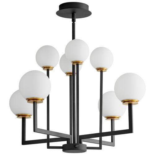 Black W Aged Brass LED Chandelier from the Bonzo Collection