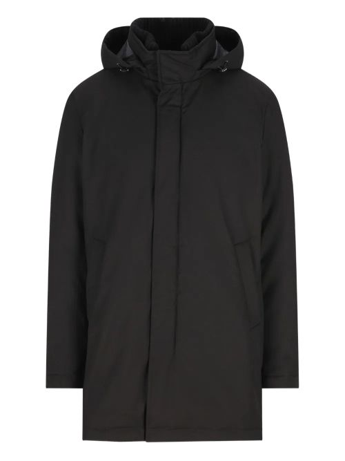 Hooded Technical Coat — Black