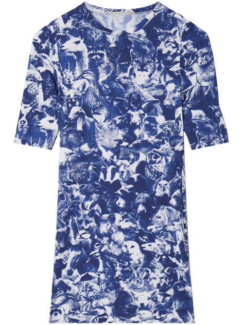 Animal Forest-print minidress - Blue