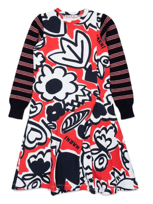 Logo-print cotton dress - Red
