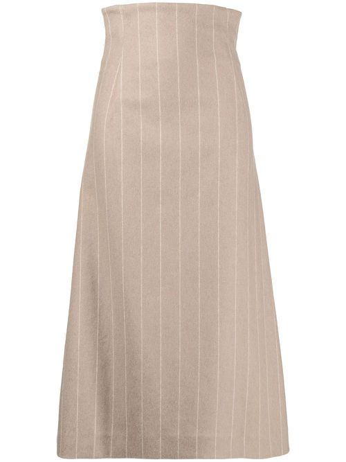 Pinstripe A-line skirt - Brown