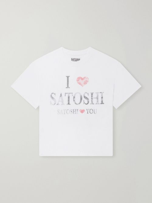 I Love Satoshi Printed Distressed T-Shirt