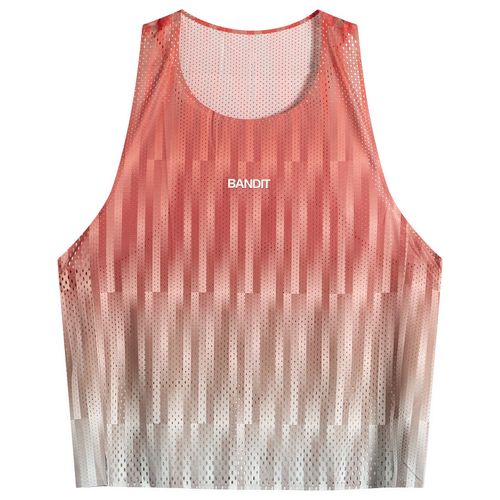Men's Open Mesh Gradient Cut Race Singlet in Poppy Multi/Uneven Vertical Gradient