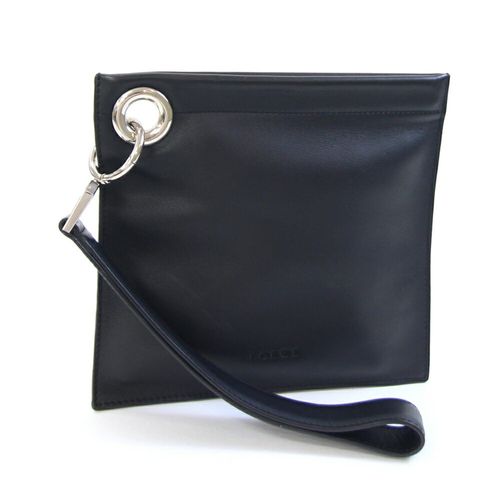 Loewe Black Leather Clutch Bag Pouch Pre-Owned