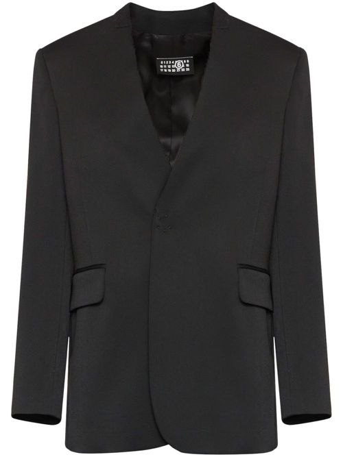 Collarless single-breasted blazer - Black