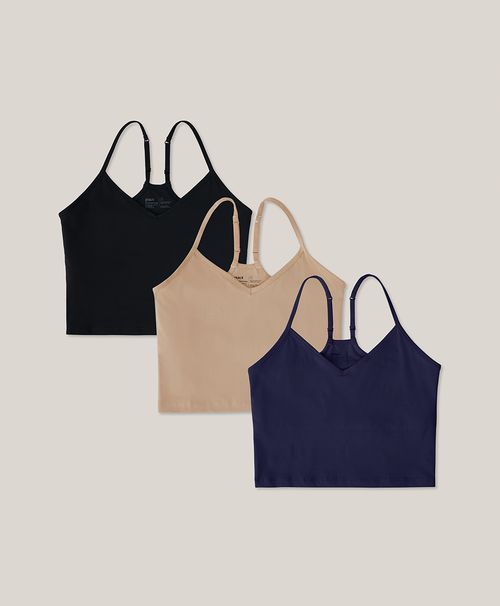 Women's Deep Shades Everyday Shelf Bra Cropped Camisole 3-Pack