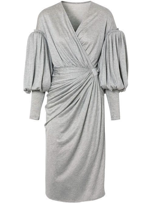 Puff sleeve wrap dress - Neutrals