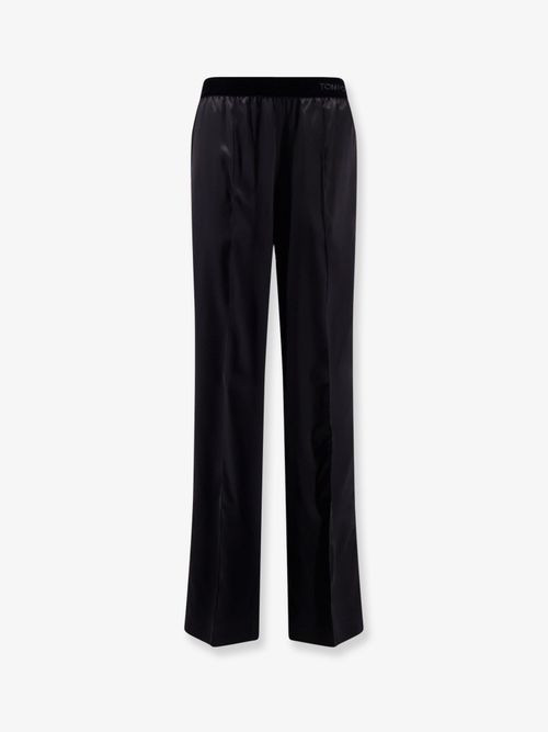 Stretch Satin Trousers — Black