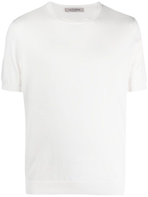 Short-sleeved cotton jumper - White