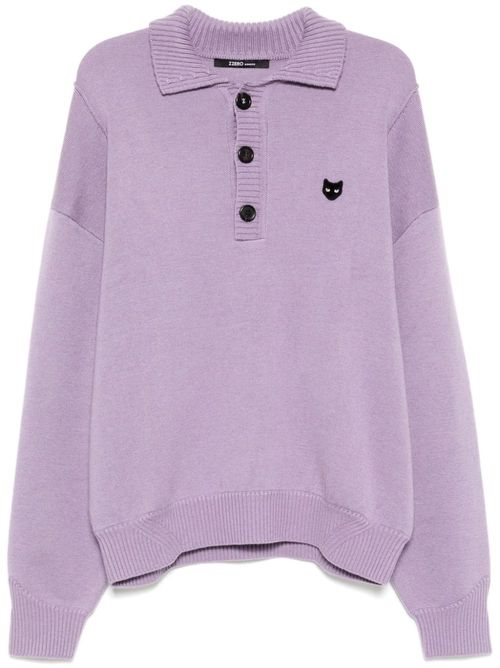 Panther hand rope high neck sweater - Purple