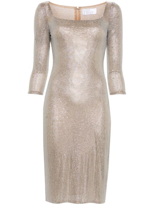 Crystal-embellished midi dress - Neutrals