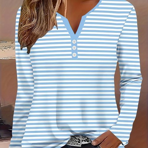TEMU Spring And Autumn New Women's Fashion Striped Long Sleeve T-shirt