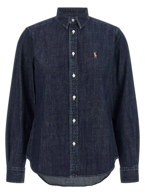 Cotton Denim Shirt — Navy