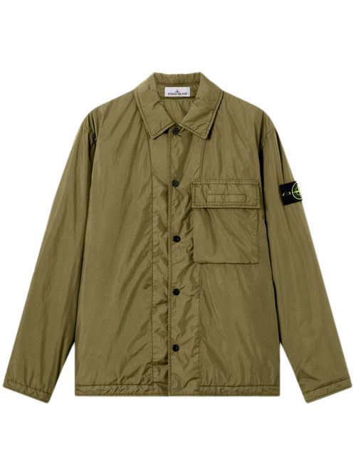 Padded Nylon Overshirt with Button Closure and Chest Pocket