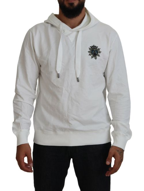 Embroidered Logo Cotton Hoodie — White