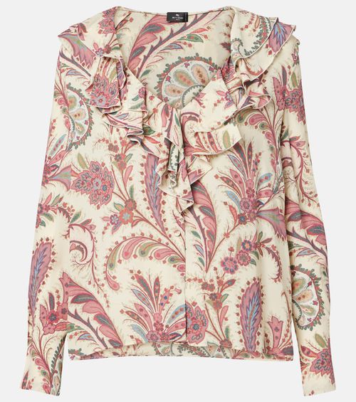 Printed ruffled blouse