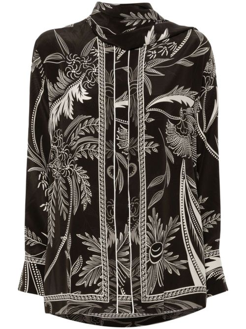 Dark Brown botanical-print shirt