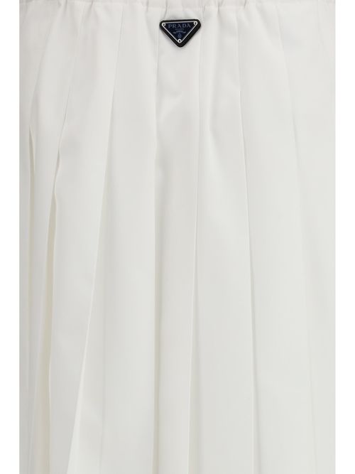 Pleated Jersey Skirt — White