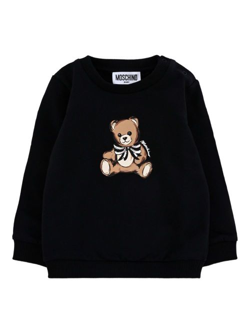 Teddy-print crew-neck sweatshirt - Black