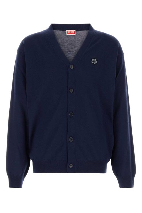 Navy Blue Wool Cardigan