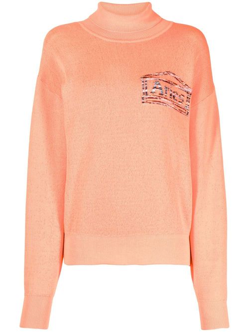 Logo-print roll-neck jumper - Orange