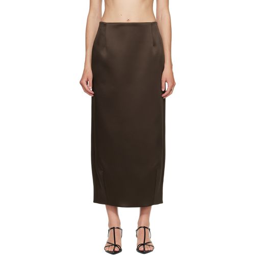 Brown Balloon Column Midi Skirt