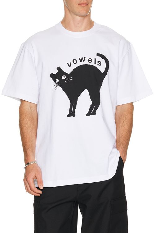 Vowels Kitty Tee in White - White. 1 also