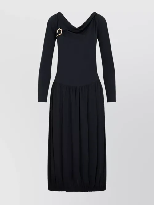 Lanvin - draped midi dress golden broach