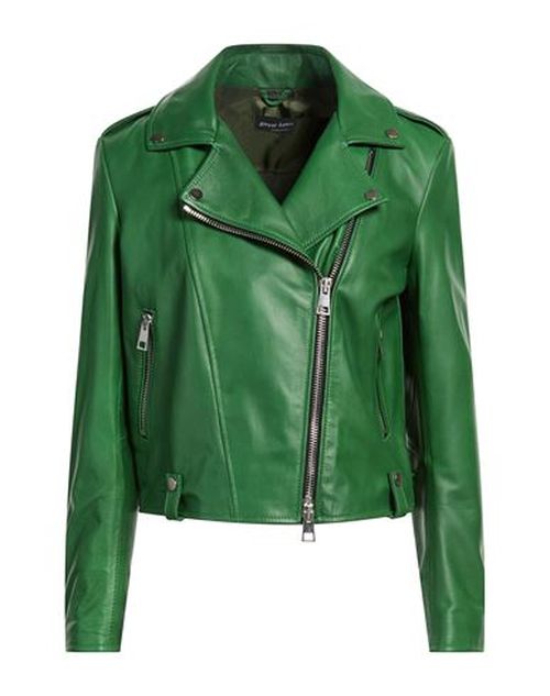 Woman Jacket Green Size L Leather