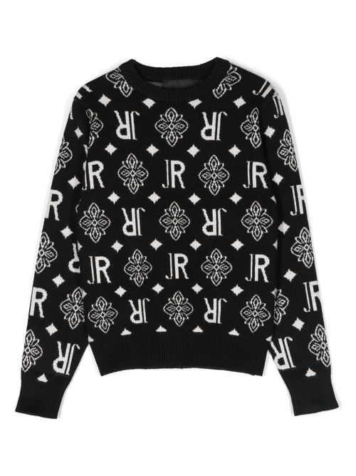 Logo-intarsia jumper - Black