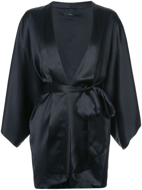Silk tie-waist jacket - Black