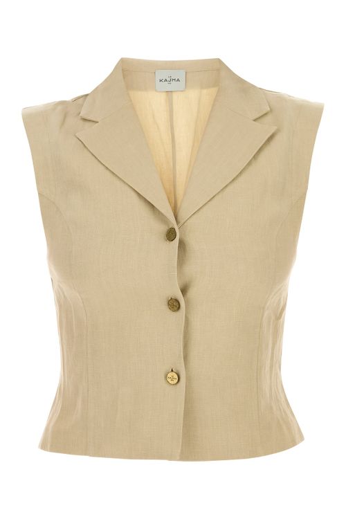 LE KASHA Beige linen Sawadah vest