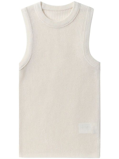 Crew-neck sleeveless knitted top - Neutrals