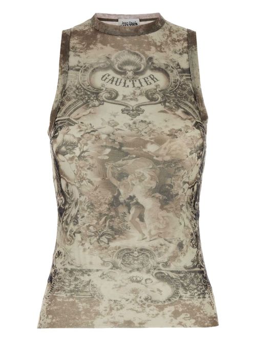 Graphic-print sleeveless top - Neutrals