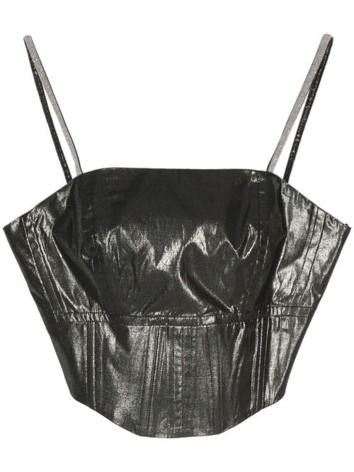 Lamé corset crop top - Grey
