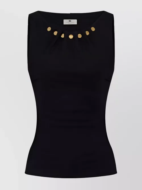 Elisabetta Franchi - fitted sleeveless top gold embellishment