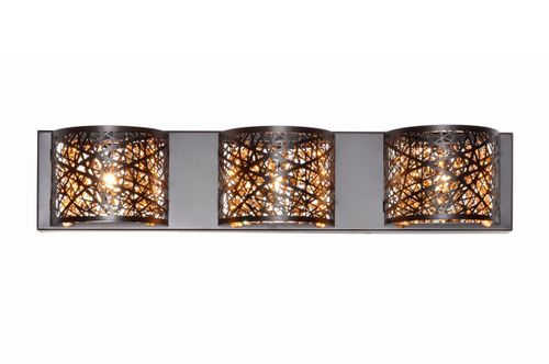 Inca 3-Light Bathroom Vanity Light in Bronze with Cognac Gla