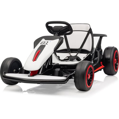 Garvee Ride - G Series: 6+,24V Drift Kart with 2X150W Strong Motor, Big Battery, Electric Pedals, Electric Go Kart Outdoor Race Toy - White