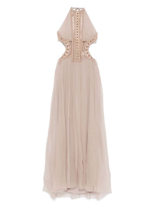Alberta Ferretti embroidered tulle maxi dress - Neutrals
